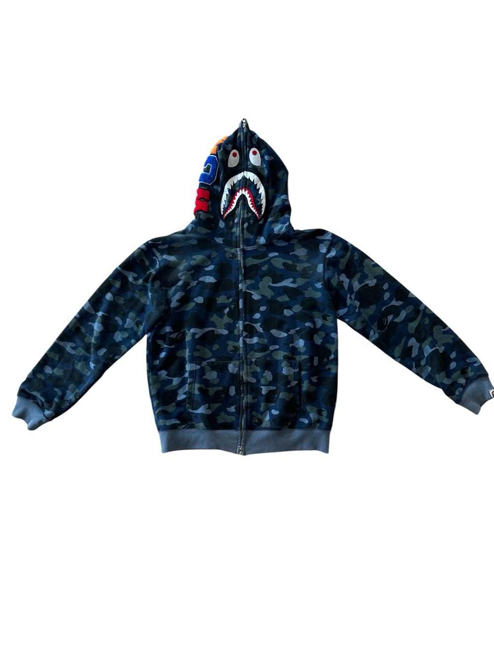 Bathing Ape Navy Camo WGM Streetwear Full Zip Hoodie Size: XL